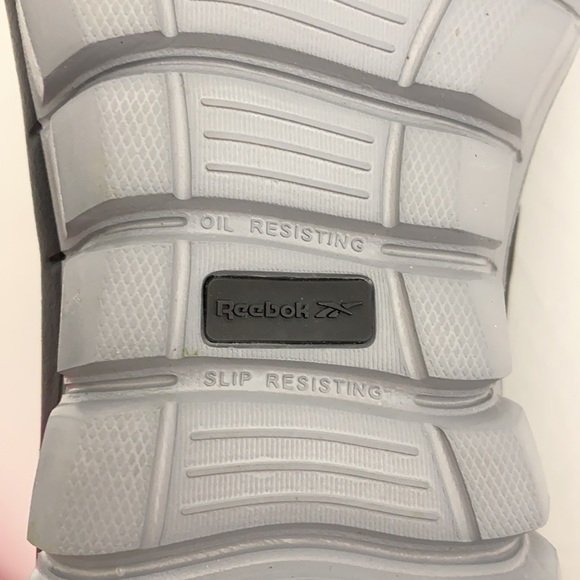 REEBOK WOMENS WORK SHOES SLIP AND OIL RESISTANT BLACK MEMORY TECH VEGAN - Picture 12 of 13